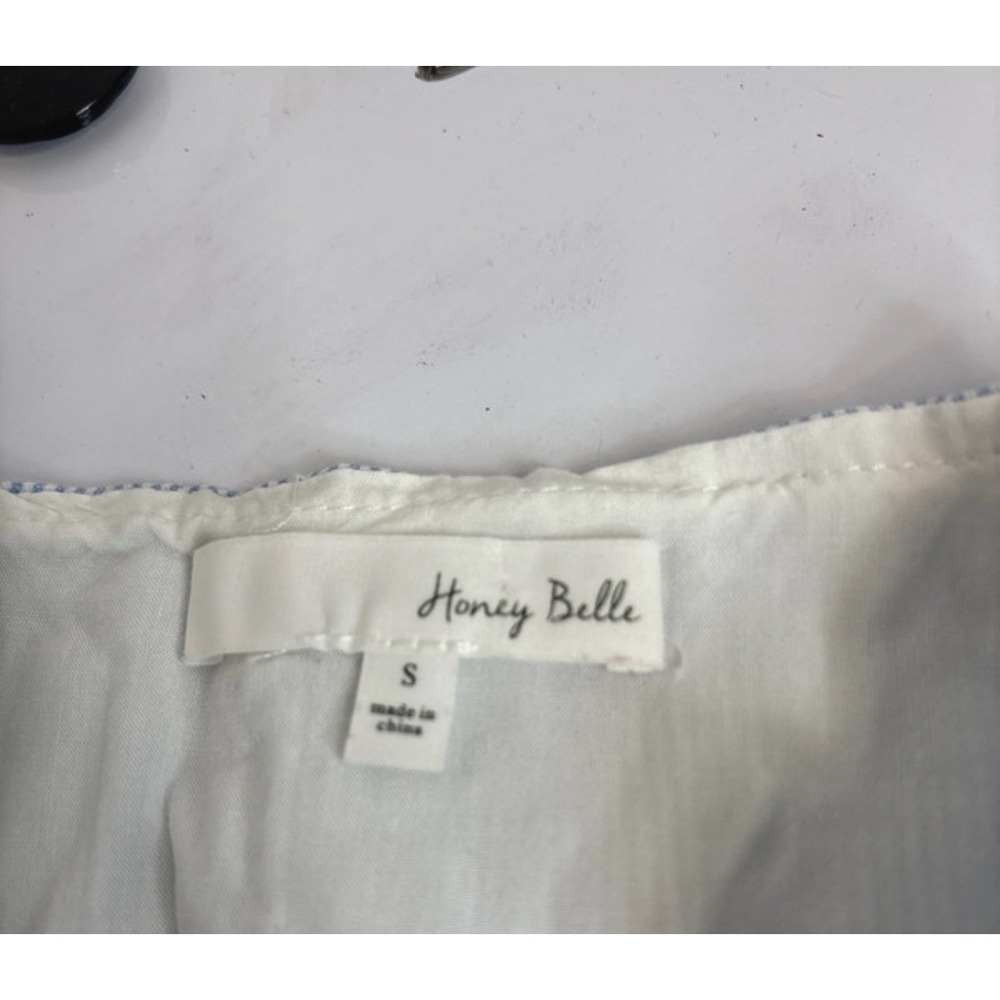 Honey Belle Women's Blue/White Striped Button Front Mini Skirt Size S - Picture 3 of 4